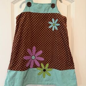 Brown Polka Dot Dress with Floral Accents